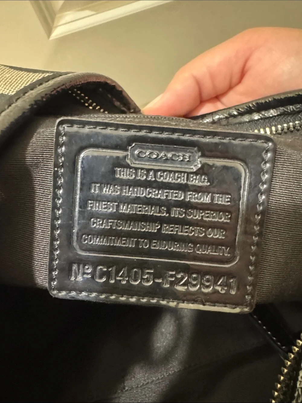 Coach Black and Cream Signature Canvas Hobo